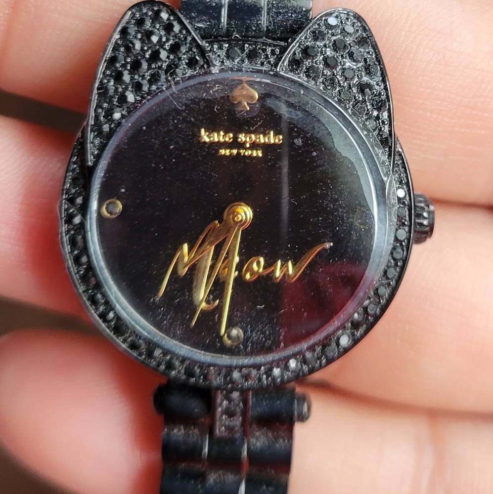 Black Kate Spade Meow watch- needs battery NEW with all tags and clear plastic